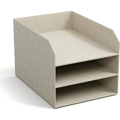 BIGSO Trey 3-stufige Briefablage – praktische Ablagefläche für Briefe, Dokumente in DIN A4-Format – Ordnungssystem aus Faserplatte mit Papier in Leinenoptik – beige BIGSO Trey 3-stufige Briefablage – praktische Ablagefläche für Briefe, Dokumente in DIN A4-Format – Ordnungssystem aus Faserplatte mit Papier in Leinenoptik – beige