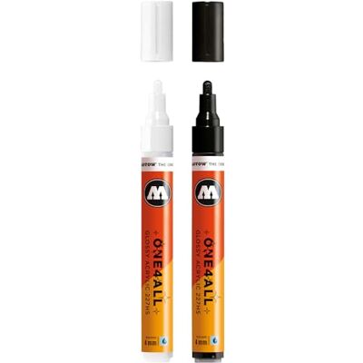 Molotow One4All 227HS Acryl Marker Glossy 2er Set 4,0 mm Strichstärke, hochdeckend und permanent, schnell trocknend, UV-beständig, nachfüllbar, für fast alle Untergründe Molotow One4All 227HS Acryl Marker Glossy 2er Set 4,0 mm Strichstärke, hochdeckend und permanent, schnell trocknend, UV-beständig, nachfüllbar, für fast alle Untergründe