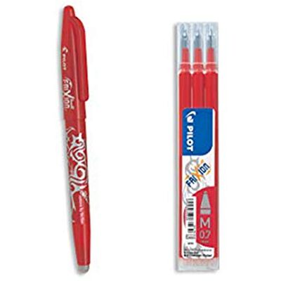 PILOT FriXion Ball 0.7 Set Radierbarer Tintenroller + 3er-Minen-Set Nachfüllbarer Rollerball aus Recyceltem Kunststoff Angenehmes Schreibgefühl Rot Mittlere Spitze PILOT FriXion Ball 0.7 Set Radierbarer Tintenroller + 3er-Minen-Set Nachfüllbarer Rollerball aus Recyceltem Kunststoff Angenehmes Schreibgefühl Rot Mittlere Spitze