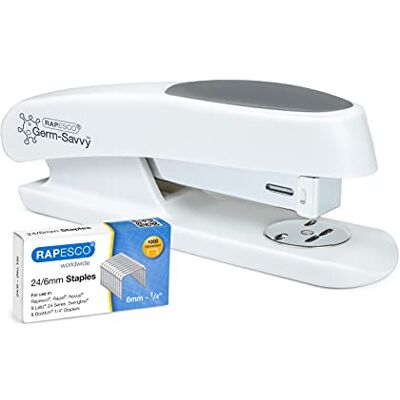 Rapesco 1483 ECO Sting Ray Heftgeräten mit 1000 x 24/6 mm Heftklammern 20 Blatt Kapazität, Germ-Savvy Antibakterieller Schutz, Soft Weiß Rapesco 1483 ECO Sting Ray Heftgeräten mit 1000 x 24/6 mm Heftklammern 20 Blatt Kapazität, Germ-Savvy Antibakterieller Schutz, Soft Weiß
