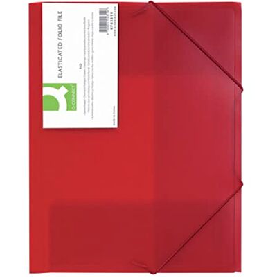 Q-Connect Mappe mit Gummiband DIN A4 Kunststoff/PP/Transparent Rot/mit 3 Klappen/Eckspannermappe Dokumentenmappe Gummizug-mappe Für Büro Schule Zuhause/Wasserabweisend Strapazierfähig Q-Connect Mappe mit Gummiband DIN A4 Kunststoff/PP/Transparent Rot/mit 3 Klappen/Eckspannermappe Dokumentenmappe Gummizug-mappe Für Büro Schule Zuhause/Wasserabweisend Strapazierfähig