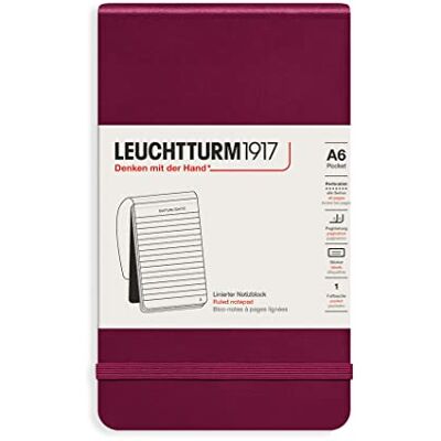 LEUCHTTURM1917 364408 Notizblock Pocket (A6), Hardcover, 94 nummerierte Seiten, liniert, Port Red LEUCHTTURM1917 364408 Notizblock Pocket (A6), Hardcover, 94 nummerierte Seiten, liniert, Port Red