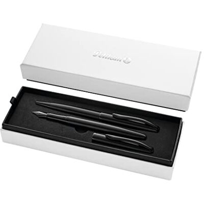 Pelikan Jazz Noble Elegance K/P36 mit Füller und Kugelschreiber, Carbon (Schwarz), eleganter Patronen-Füller und Kuli aus Metall Pelikan Jazz Noble Elegance K/P36 mit Füller und Kugelschreiber, Carbon (Schwarz), eleganter Patronen-Füller und Kuli aus Metall