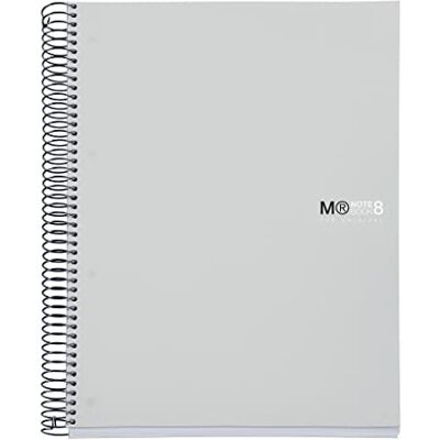 Miquelrius A4 kariertes Notizbuch 5 mm, 200 Blatt mit 8 Farbbändern, extraopakes 70 g/m² Papier, robuste Polypropylen-Deckel mit 4-fach Lochung, Notebook The Originals, Grau Miquelrius A4 kariertes Notizbuch 5 mm, 200 Blatt mit 8 Farbbändern, extraopakes 70 g/m² Papier, robuste Polypropylen-Deckel mit 4-fach Lochung, Notebook The Originals, Grau