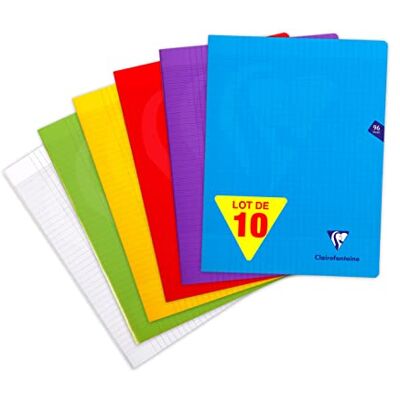 Clairefontaine 303361C Packung mit 10 Heften Mimesys, DIN A4+, 24x32 cm, 48 Blatt 90g, französische Lineatur, Einband aus Polypropylen, farbig sortiert, 1 Pack Clairefontaine 303361C Packung mit 10 Heften Mimesys, DIN A4+, 24x32 cm, 48 Blatt 90g, französische Lineatur, Einband aus Polypropylen, farbig sortiert, 1 Pack