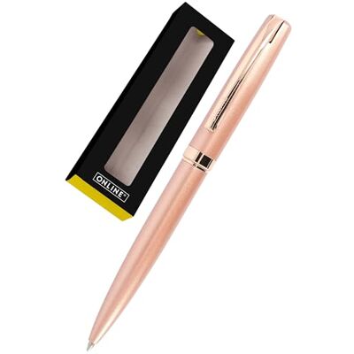 Online Drehkugelschreiber Eleganza I Metall I rosegold I auswechselbare Großraummine I,Metallclip I Schreibfarbe Schreibfarbe Schwarz I Kugelschreiber inkl. Geschenkverpackung, 1 Stück (1er Pack) Online Drehkugelschreiber Eleganza I Metall I rosegold I auswechselbare Großraummine I,Metallclip I Schreibfarbe Schreibfarbe Schwarz I Kugelschreiber inkl. Geschenkverpackung, 1 Stück (1er Pack)