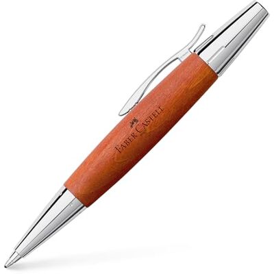 Faber-Castell Kugelschreiber e-motion Birnbaum Braun, Mine B Schaft aus Birnbaumholz mit schwarzer Großraummine und verchromten Metallakzenten Faber-Castell Kugelschreiber e-motion Birnbaum Braun, Mine B Schaft aus Birnbaumholz mit schwarzer Großraummine und verchromten Metallakzenten