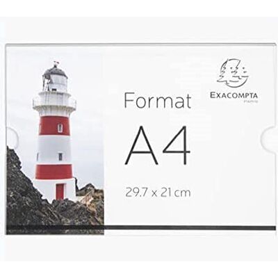 Exacompta 84858QD Wand-Prospekthalter selbstklebend für die Wand für DIN A4, Querformat aus Acryl, transparent, kann auch angeschraubt werden, vorgebohrt Exacompta 84858QD Wand-Prospekthalter selbstklebend für die Wand für DIN A4, Querformat aus Acryl, transparent, kann auch angeschraubt werden, vorgebohrt