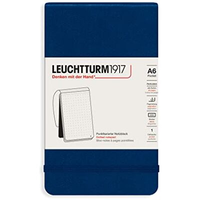 LEUCHTTURM1917 364416 Notizblock Pocket (A6), Hardcover, 94 nummerierte Seiten, dotted, Marine LEUCHTTURM1917 364416 Notizblock Pocket (A6), Hardcover, 94 nummerierte Seiten, dotted, Marine