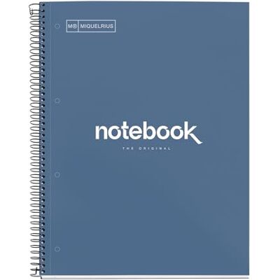 Miquelrius Notizbuch A4 Punkte Notebook, 1 farbiger Streifen, 80 Blatt liniert mit Punkten (Dots), Papier 90 g/m² mikroperforiert mit 4 Bohrungen für 4 Ringe, Einband aus Karton, Farbe Marineblau Miquelrius Notizbuch A4 Punkte Notebook, 1 farbiger Streifen, 80 Blatt liniert mit Punkten (Dots), Papier 90 g/m² mikroperforiert mit 4 Bohrungen für 4 Ringe, Einband aus Karton, Farbe Marineblau