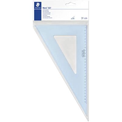 Staedtler Mars 567 31 Plexiglas Zeichendreieck, 32 cm, 60°/30°, blau/transparent Staedtler Mars 567 31 Plexiglas Zeichendreieck, 32 cm, 60°/30°, blau/transparent