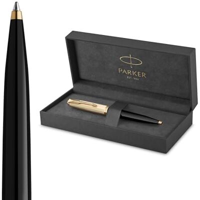 Parker 51 Kugelschreiber Luxuriöser Schwarzer Schaft mit Goldzierteilen Mittlere Schreibspitze in 18k Gold mit Schwarzer Nachfüllmine Geschenkbox Parker 51 Kugelschreiber Luxuriöser Schwarzer Schaft mit Goldzierteilen Mittlere Schreibspitze in 18k Gold mit Schwarzer Nachfüllmine Geschenkbox