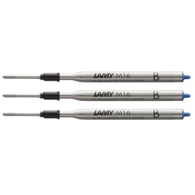 Lamy M16 3er Set Kugelschreiber-Großraummine aus Metall Original Ersatzmine für alle Kugelschreiber Modelle dokumentenecht Strichbreite Breit in Tintenfarbe blau Lamy M16 3er Set Kugelschreiber-Großraummine aus Metall Original Ersatzmine für alle Kugelschreiber Modelle dokumentenecht Strichbreite Breit in Tintenfarbe blau