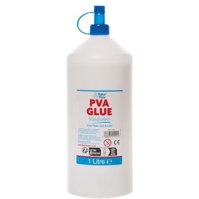 Baker Ross FN078 Waschbarer PVA Kleber 1 Liter, Mehrzweck Bastelkleber für Schule, Holz, Papier und Karton Baker Ross FN078 Waschbarer PVA Kleber 1 Liter, Mehrzweck Bastelkleber für Schule, Holz, Papier und Karton