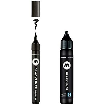 Molotow Blackliner Brush and Refill (1x Blackliner Brush mit Pinselspitze & 1x Refill 30ml, hochpigmentierte, permanente, dokumentenechte Tinte) schwarz Molotow Blackliner Brush and Refill (1x Blackliner Brush mit Pinselspitze & 1x Refill 30ml, hochpigmentierte, permanente, dokumentenechte Tinte) schwarz