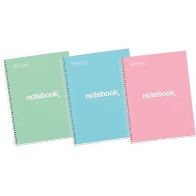 Miquelrius Pack 3 Notizbücher A4 Emotions, 80 Blatt 90 g/m², Raster 5 x 5 mm, 1 Farbstreifen, Mikroperforierte Spiralbindung, Extra Hardcover, 4-Loch-Stanzung, Pastellfarben Miquelrius Pack 3 Notizbücher A4 Emotions, 80 Blatt 90 g/m², Raster 5 x 5 mm, 1 Farbstreifen, Mikroperforierte Spiralbindung, Extra Hardcover, 4-Loch-Stanzung, Pastellfarben