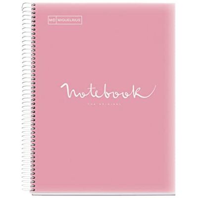 Miquelrius A4 Notizbuch Emotions, Notebook, 80 Blatt 90 g/m², Séyès-liniert, einfarbig gestreift, mikroperforierte Spirale, Einband aus Polypropylen, 4 Löcher, Farbe Rosa Miquelrius A4 Notizbuch Emotions, Notebook, 80 Blatt 90 g/m², Séyès-liniert, einfarbig gestreift, mikroperforierte Spirale, Einband aus Polypropylen, 4 Löcher, Farbe Rosa