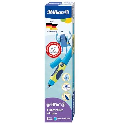 Pelikan griffix Tintenroller, Tintenschreiber für Rechtshänder, Neon fresh blue, 1 Stück Pelikan griffix Tintenroller, Tintenschreiber für Rechtshänder, Neon fresh blue, 1 Stück
