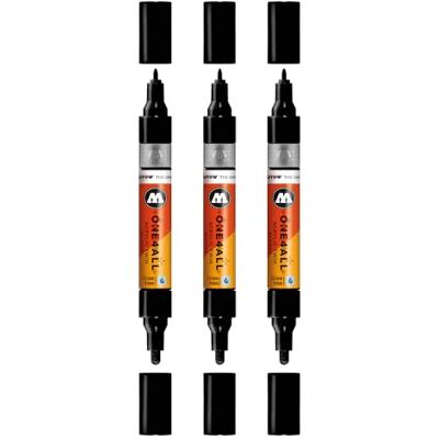 Molotow One4All Acrylic Twin Marker (1,5 und 4,0 mm Strichstärke, hochdeckend und permanent, schnell trocknend, nachfüllbar, für fast alle Untergründe) 3 Stück Farbe 252 glossy black Molotow One4All Acrylic Twin Marker (1,5 und 4,0 mm Strichstärke, hochdeckend und permanent, schnell trocknend, nachfüllbar, für fast alle Untergründe) 3 Stück Farbe 252 glossy black