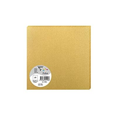 Clairefontaine 1190C Packung mit 25 Karten Pollen 16 x 16 cm 210g, ideal für Ihre Korrespondenz und Einladungen, Gold, 1 Pack Clairefontaine 1190C Packung mit 25 Karten Pollen 16 x 16 cm 210g, ideal für Ihre Korrespondenz und Einladungen, Gold, 1 Pack
