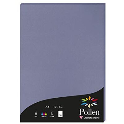 Clairefontaine 4219C Packung mit 50 Karten Pollen 120g, DIN A4, 21 x 29,7cm, Vergissmeinnicht Clairefontaine 4219C Packung mit 50 Karten Pollen 120g, DIN A4, 21 x 29,7cm, Vergissmeinnicht