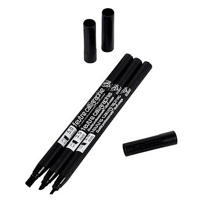 Homéa , Set mit 3 Kalligraphie-Stiften, 3 Spitzen, 2/3,5/5 mm, Schwarz Homéa , Set mit 3 Kalligraphie-Stiften, 3 Spitzen, 2/3,5/5 mm, Schwarz