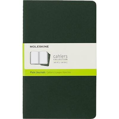 Moleskine Cahier Journal, Set 3 Notizbüchern mit Blanken Seiten, Kartoneinband mit Sichtbarer Baumwollnaht, Farbe Myrtle Green, Large 13 x 21 cm, 80 Seiten Moleskine Cahier Journal, Set 3 Notizbüchern mit Blanken Seiten, Kartoneinband mit Sichtbarer Baumwollnaht, Farbe Myrtle Green, Large 13 x 21 cm, 80 Seiten