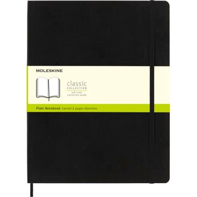 Moleskine Klassisches Notizbuch, Notizbuch mit Weißen Seiten, Weicher Einband und Elastischer Verschluss, Größe XXL 21,6 x 27,9 cm, Farbe Schwarz, 192 Seiten Moleskine Klassisches Notizbuch, Notizbuch mit Weißen Seiten, Weicher Einband und Elastischer Verschluss, Größe XXL 21,6 x 27,9 cm, Farbe Schwarz, 192 Seiten