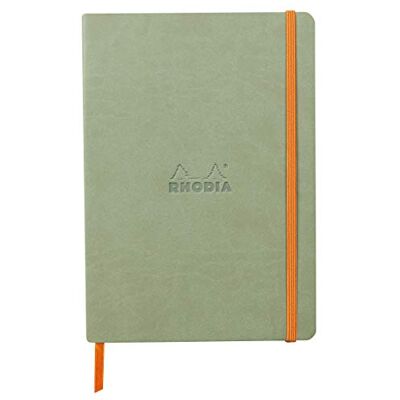 Rhodia 117441C Kladde Notizbuch rama A5 (14,8 x 21cm), Softcover, 80 Blatt elfenbein 90g, Dot, Lesezeichen, Gummizugverschluss, Cover aus Kunstleder, Seladon, 1 Stück Rhodia 117441C Kladde Notizbuch rama A5 (14,8 x 21cm), Softcover, 80 Blatt elfenbein 90g, Dot, Lesezeichen, Gummizugverschluss, Cover aus Kunstleder, Seladon, 1 Stück