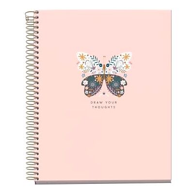 Miquelrius MR46597 Notizbuch, A5, recycelt, kariert, 5 mm, 120 Blatt, 4 farbige Streifen, Kollektion Sweet Butterflies, rosa Schmetterlinge Miquelrius MR46597 Notizbuch, A5, recycelt, kariert, 5 mm, 120 Blatt, 4 farbige Streifen, Kollektion Sweet Butterflies, rosa Schmetterlinge