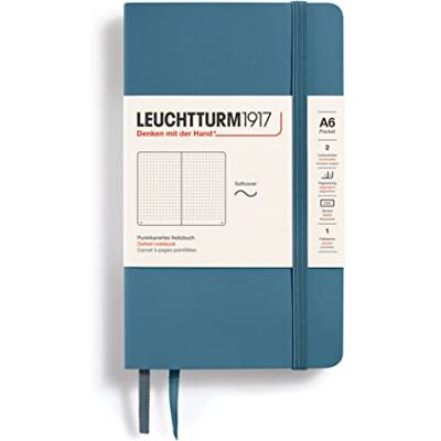 LEUCHTTURM1917 365649 Notizbuch Pocket (A6), Softcover, 123 nummerierte Seiten, Stone Blue, Dotted LEUCHTTURM1917 365649 Notizbuch Pocket (A6), Softcover, 123 nummerierte Seiten, Stone Blue, Dotted
