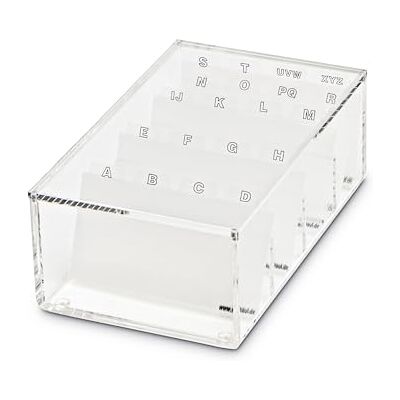 MAUL Visitenkartenbox transparent Acryl mit Register für 300 Karten schneller Zugriff durch obere Öffnung, sicherer Stand dank Noppen, klare Übersicht am Empfang, ideal fürs Büro MAUL Visitenkartenbox transparent Acryl mit Register für 300 Karten schneller Zugriff durch obere Öffnung, sicherer Stand dank Noppen, klare Übersicht am Empfang, ideal fürs Büro