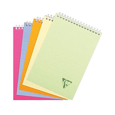 Clairefontaine 328645C Block Linicolor FRESH, mit kopfseitiger Doppelspirale DIN A5, 80 Blatt 90g kariert, Einband aus gerilltem Polypropylen farbig sortiert, 1 Stück Clairefontaine 328645C Block Linicolor FRESH, mit kopfseitiger Doppelspirale DIN A5, 80 Blatt 90g kariert, Einband aus gerilltem Polypropylen farbig sortiert, 1 Stück