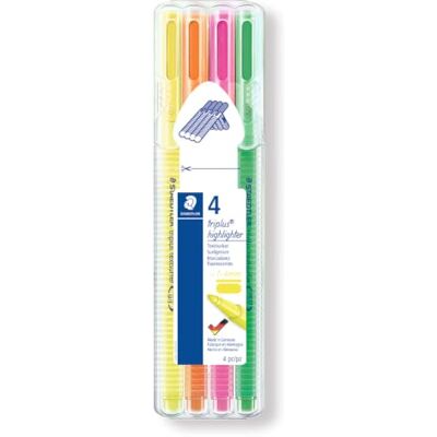 Staedtler triplus textsurfer 362 Textmarker – 4er-Set Dreikantiger Marker, variable Spitze 1–4 mm – Inkjet-sicher, ergonomisch – Art.-Nr. 362 SB4 Staedtler triplus textsurfer 362 Textmarker – 4er-Set Dreikantiger Marker, variable Spitze 1–4 mm – Inkjet-sicher, ergonomisch – Art.-Nr. 362 SB4