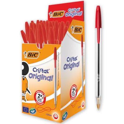 BIC Kugelschreiber Set Cristal Original, in Rot, Strichstärke 0,4 mm, 50er Pack, Ideal für das Büro, das Home Office oder die Schule BIC Kugelschreiber Set Cristal Original, in Rot, Strichstärke 0,4 mm, 50er Pack, Ideal für das Büro, das Home Office oder die Schule
