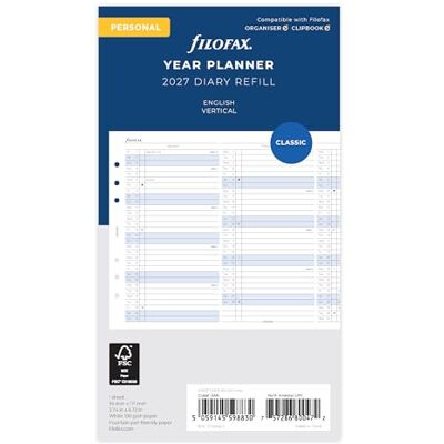Filofax Kalender Personal Jahresplaner vertikal (englisch)2027 Filofax Kalender Personal Jahresplaner vertikal (englisch)2027