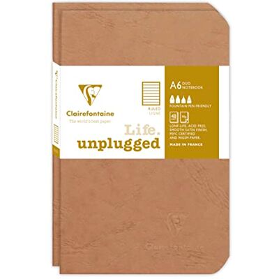Clairefontaine 734176C Age Bag DUO Set aus 2 Notizheften 9x14cm , geheftet, 48 Blatt 90g, liniert Braun, 1 Set Clairefontaine 734176C Age Bag DUO Set aus 2 Notizheften 9x14cm , geheftet, 48 Blatt 90g, liniert Braun, 1 Set