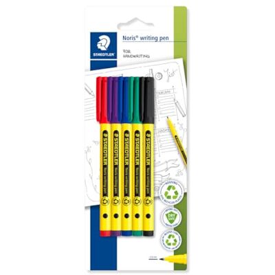 Staedtler 307-S BK5 Noris Handschriftstift, verschiedene Farben, 5 Stück Staedtler 307-S BK5 Noris Handschriftstift, verschiedene Farben, 5 Stück
