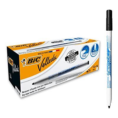 BIC Velleda 172109 Ketone Whiteboard-Marker (runde Spitze, 1,5 mm) Packung à 24 Stück schwarz BIC Velleda 172109 Ketone Whiteboard-Marker (runde Spitze, 1,5 mm) Packung à 24 Stück schwarz