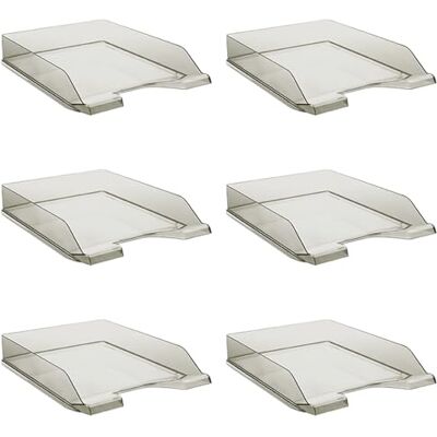 DONAU Briefablage Standard Transparent Grau/ 6 Stück A4 / Briefkorb Moderne und Stapelbare Ablage/Transparent-Glasklar/Schreibtischablage/Polystyrol, 7470001PL-02 DONAU Briefablage Standard Transparent Grau/ 6 Stück A4 / Briefkorb Moderne und Stapelbare Ablage/Transparent-Glasklar/Schreibtischablage/Polystyrol, 7470001PL-02