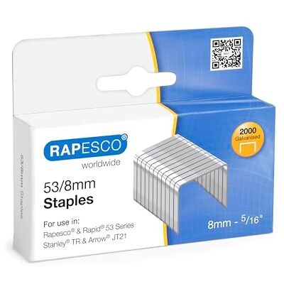 Rapesco 0752 Typ 53/8 mm Verzinkte Heftklammern, 2000 Stück Rapesco 0752 Typ 53/8 mm Verzinkte Heftklammern, 2000 Stück