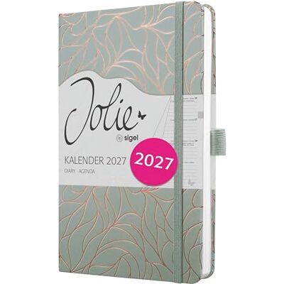 Sigel Jolie Wochenkalender 2027 A5 mintgrün kupfer Hardcover 7J365, Mit Gummiband, Stiftschlaufe, Einstecktasche, 174 Seiten, vegan, Buchkalender, Taschenkalender Sigel Jolie Wochenkalender 2027 A5 mintgrün kupfer Hardcover 7J365, Mit Gummiband, Stiftschlaufe, Einstecktasche, 174 Seiten, vegan, Buchkalender, Taschenkalender