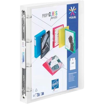 Viquel – Ordner aus weichem Kunststoff 4 Ringe – Ordner personalisierbar Rücken 3,5 cm – Etikett Identifikation – A4 – PREMIUM QUALITÄT – hergestellt in Frankreich – farblos transluzent Viquel – Ordner aus weichem Kunststoff 4 Ringe – Ordner personalisierbar Rücken 3,5 cm – Etikett Identifikation – A4 – PREMIUM QUALITÄT – hergestellt in Frankreich – farblos transluzent