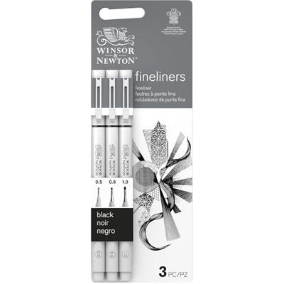 Winsor & Newton 0290179 Fineliner Set, 3 Pigment Liner für exakte Linien und Outlines, hohe Qualität, Pigmenttinte, dokumentenecht, lichtbeständig Linenbreite, 0.5 mm, 0.8 mm, 1.0 mm schwarz Winsor & Newton 0290179 Fineliner Set, 3 Pigment Liner für exakte Linien und Outlines, hohe Qualität, Pigmenttinte, dokumentenecht, lichtbeständig Linenbreite, 0.5 mm, 0.8 mm, 1.0 mm schwarz