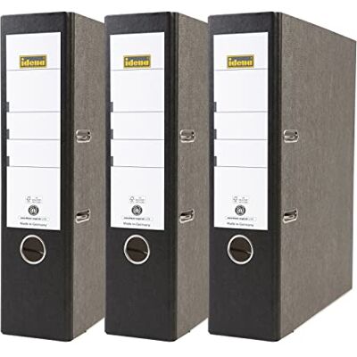 Idena 90081 Ordner für DIN A4, 8 cm breit, Wolkenmarmor, schwarz, 3 Stück Idena 90081 Ordner für DIN A4, 8 cm breit, Wolkenmarmor, schwarz, 3 Stück