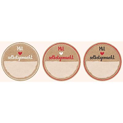 Avery 56818 Marmeladen Etiketten selbstklebend 50 Stück (Ø38mm, Aufkleber Marmeladenglas, Einmachen, Haushaltsetiketten ablösbar, mit Liebe gemacht, beschriftbar) Sticker auf Rolle Avery 56818 Marmeladen Etiketten selbstklebend 50 Stück (Ø38mm, Aufkleber Marmeladenglas, Einmachen, Haushaltsetiketten ablösbar, mit Liebe gemacht, beschriftbar) Sticker auf Rolle