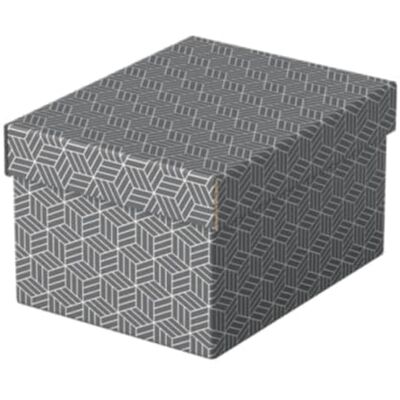 Esselte 3er Set kleine Aufbewahrungs- & Geschenkboxen mit Deckel, Schachteln für Wohnung/Büro & Geschenkverpackung, 100% recycelter Karton, 100% recycelbar, geometrische Designs, Grau, 628281 Esselte 3er Set kleine Aufbewahrungs- & Geschenkboxen mit Deckel, Schachteln für Wohnung/Büro & Geschenkverpackung, 100% recycelter Karton, 100% recycelbar, geometrische Designs, Grau, 628281
