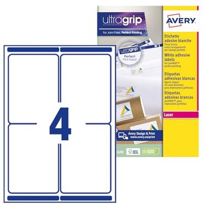 Avery L7169 – 15 Stück 60 Etiketten Kunstdruck Laser 99,1 x 139 mm weiß Avery L7169 – 15 Stück 60 Etiketten Kunstdruck Laser 99,1 x 139 mm weiß