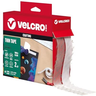 VELCRO Brand selbstklebendes Klettband, Transparent 19mm x 4,5m Transparentes, selbstklebendes Mehrzweck-Klettband für Bastelarbeiten in Büro, Schule und Klassenzimmer VELCRO Brand selbstklebendes Klettband, Transparent 19mm x 4,5m Transparentes, selbstklebendes Mehrzweck-Klettband für Bastelarbeiten in Büro, Schule und Klassenzimmer