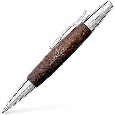 Faber-Castell Kugelschreiber e-motion Birnbaum Dunkelbraun, Mine B Schaft aus Birnbaumholz mit schwarzer Großraummine und verchromten Metallakzenten Faber-Castell Kugelschreiber e-motion Birnbaum Dunkelbraun, Mine B Schaft aus Birnbaumholz mit schwarzer Großraummine und verchromten Metallakzenten